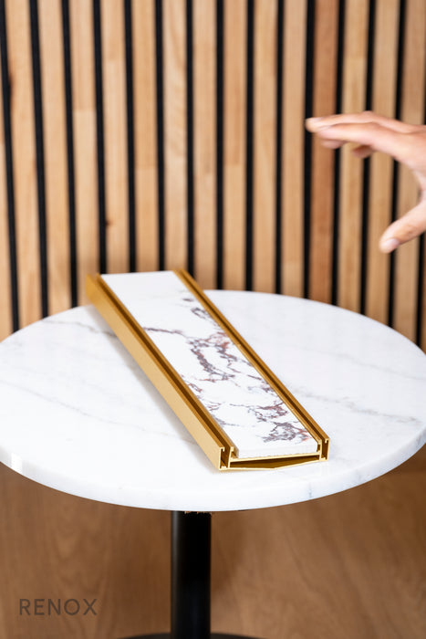 RENOX ALUMINIUM TILE-INSERT ‘V’ DRAIN - BRUSHED GOLD